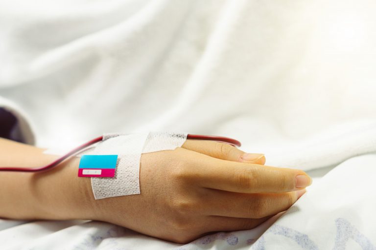 woman in hospital bed